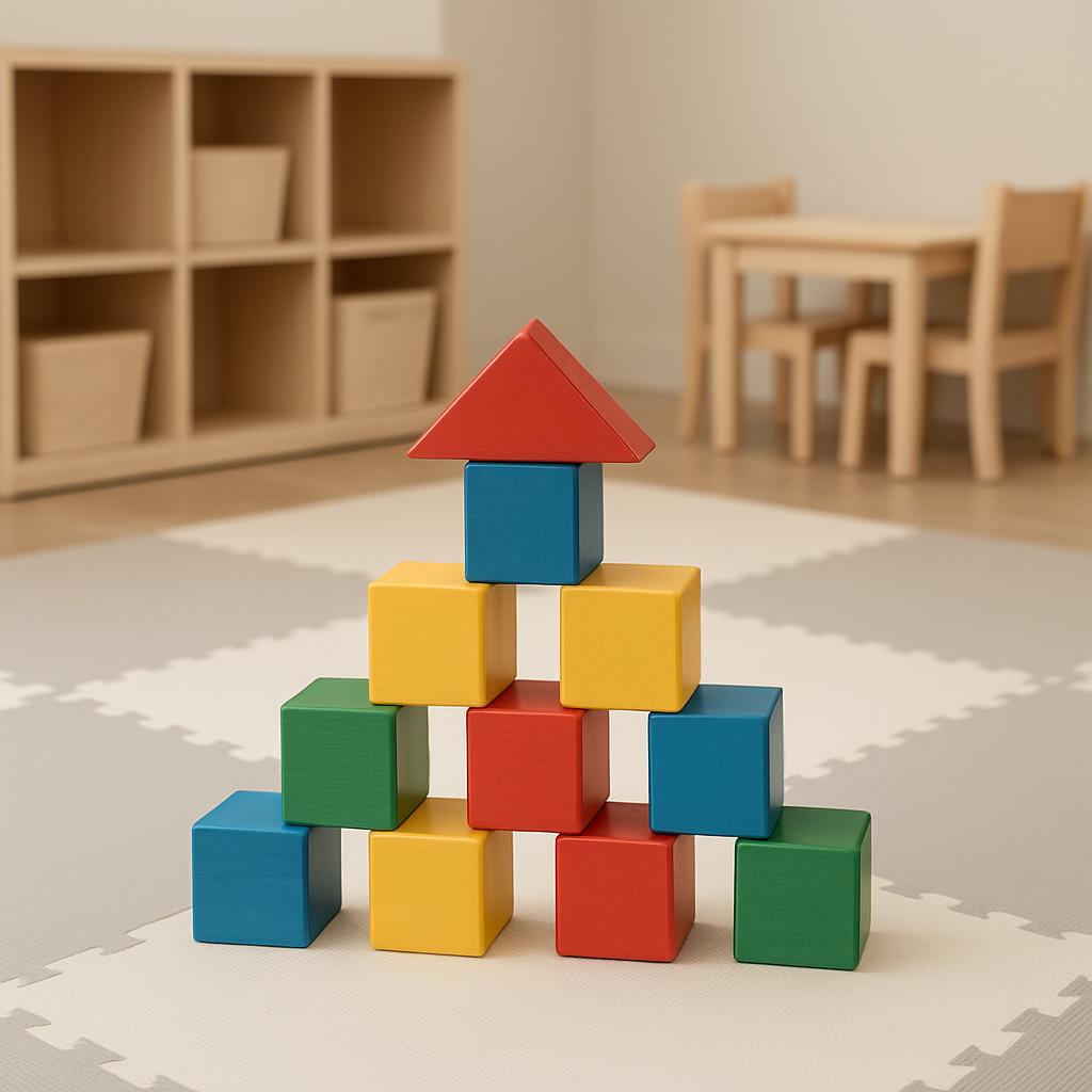 Building blocks are available in various colors.